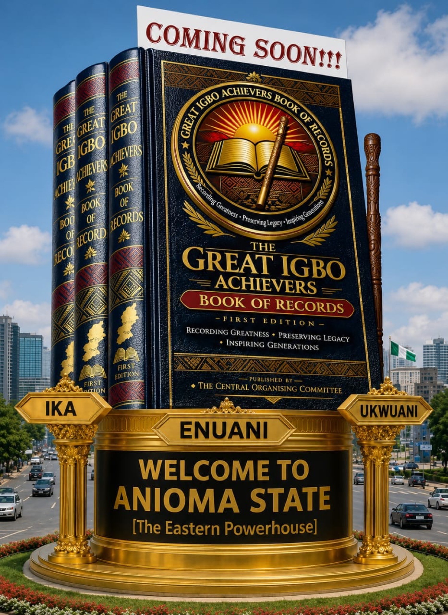 A monumental first edition of the Great Igbo Achievers' Book of Records, conceived at the gates of Anioma.