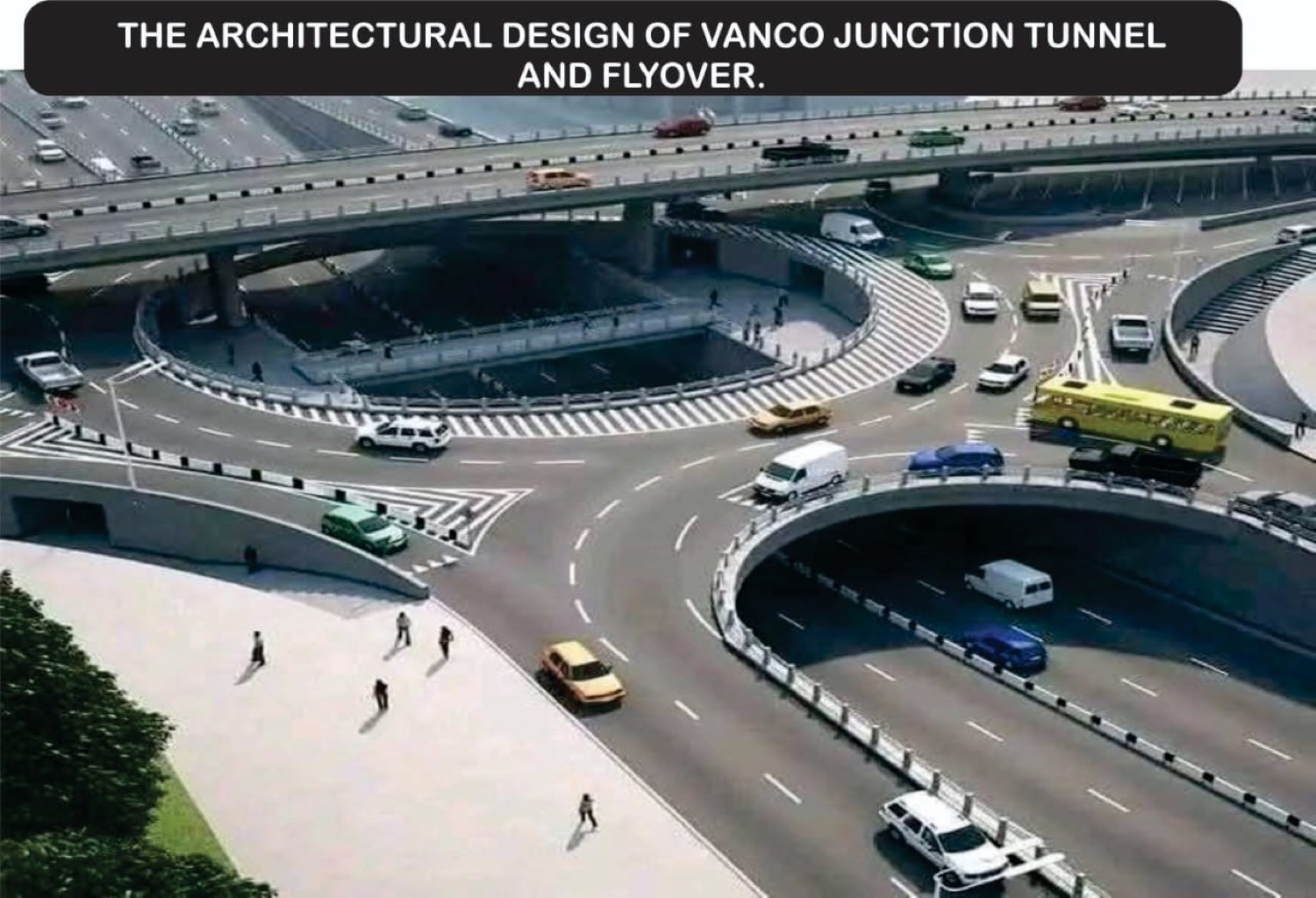 Architectural design of the Vanco Junction tunnel and flyover — infrastructure as Think-Home work.